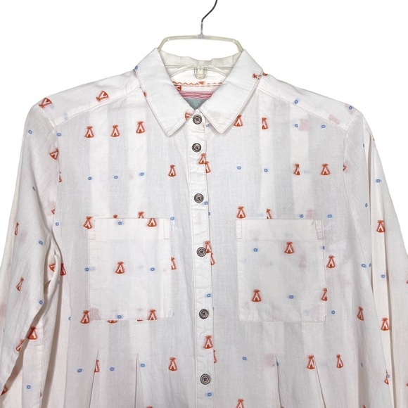 Maeve Anthropologie Miette Tee Pee Print Button Down Shirt Women's Size 2 - Picture 6 of 12